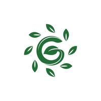 Leaf logo in the shape of the letter G vector