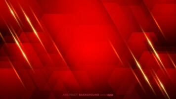 Geometric red abstract background eith hexagon shapes and beam effect decoration vector