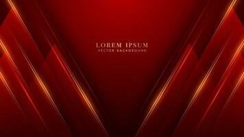 Red triangle with diagonal golden line and glowing light effect on red background vector