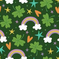 St Patrick's Seamless Pattern St Patrick's Background Clovers Seamless Pattern Clover Background vector