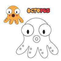 Vector illustration. Coloring book , Coloring octopus. Cartoon animal. Clipart set for nursery poster, Practice skills