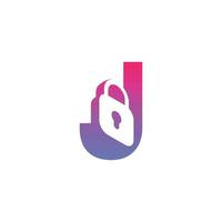 modern initial letter J padlock logo vector