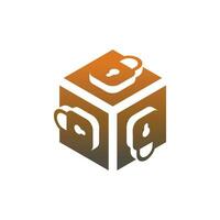modern and elegant cube padlock logo vector
