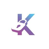 modern initial letter K padlock logo vector