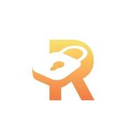 modern initial letter R padlock logo vector