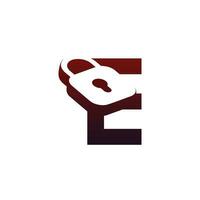 modern initial letter E padlock logo vector