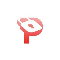 modern initial letter P padlock logo vector