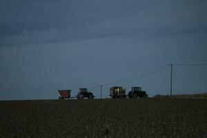 combine harvester working in a field photo