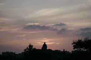 beautiful sunset over the city photo