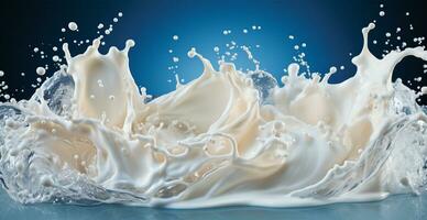 Splashes of milk, fresh cow white milk - AI generated image photo