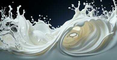 Splashes of milk, fresh cow white milk - AI generated image photo