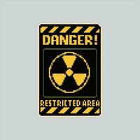 Pixel art illustration Danger Sign. Pixelated danger Sign. Danger sign icon pixelated for the pixel art game and icon for website and video game. old school retro. vector
