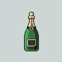 píxel Arte ilustración vino. pixelado vino botella. vino botella vaso pixelado para el píxel Arte juego y icono para sitio web y vídeo juego. antiguo colegio retro vector