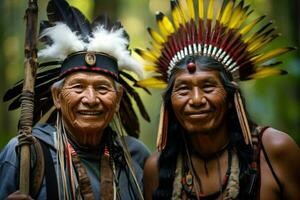 Portrait of indigenous tribe people. Generative AI photo