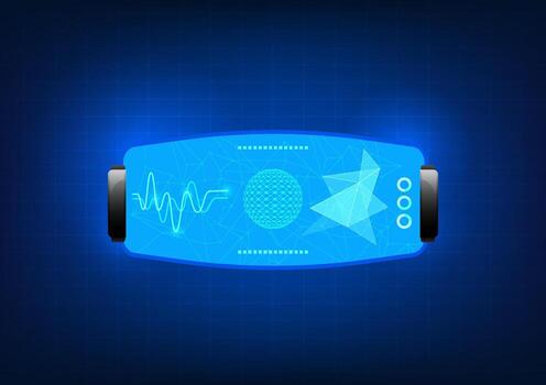 Virtual Reality technology that creates a new environment in the virtual world. Users can see images of devices, VR glasses, VR screens, attractive technology elements. vector