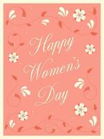 contento De las mujeres día saludo tarjeta, póster o bandera con flores vector