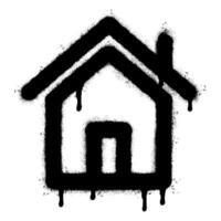 Spray Painted Graffiti home icon Sprayed isolated with a white background. graffiti home icon with over spray in black over white. vector