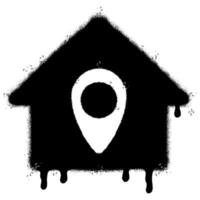 Spray Painted Graffiti home icon Sprayed isolated with a white background. graffiti home icon with over spray in black over white. vector