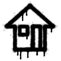 Spray Painted Graffiti home icon Sprayed isolated with a white background. graffiti home icon with over spray in black over white. vector