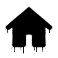 Spray Painted Graffiti home icon Sprayed isolated with a white background. graffiti home icon with over spray in black over white. vector