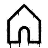 Spray Painted Graffiti home icon Sprayed isolated with a white background. graffiti home icon with over spray in black over white. vector