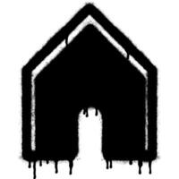 Spray Painted Graffiti home icon Sprayed isolated with a white background. graffiti home icon with over spray in black over white. vector