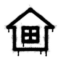 Spray Painted Graffiti home icon Sprayed isolated with a white background. graffiti home icon with over spray in black over white. vector