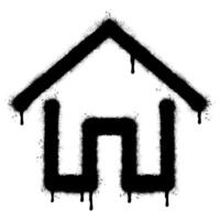 Spray Painted Graffiti home icon Sprayed isolated with a white background. graffiti home icon with over spray in black over white. vector