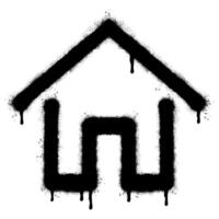 Spray Painted Graffiti home icon Sprayed isolated with a white background. graffiti home icon with over spray in black over white. vector