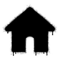 Spray Painted Graffiti home icon Sprayed isolated with a white background. graffiti home icon with over spray in black over white. vector