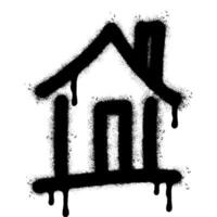 Spray Painted Graffiti home icon Sprayed isolated with a white background. graffiti home icon with over spray in black over white. vector