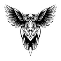 owl with wings and a black and white design vector