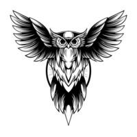 owl with wings and a black and white design vector