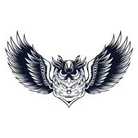 Flying Owl with Open Wings and Claws Logo Vector