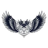 Flying Owl with Open Wings and Claws Logo Vector