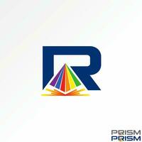 Logo design graphic concept creative abstract premium vector sign unique stock initial R font with pyramid prism colors. Related to monogram geometric