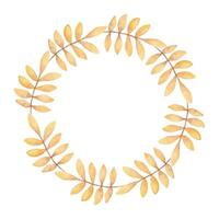 Round wreath with autumn leaves with empty space for text. Fores vector