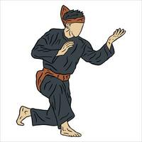 pencak silat vector ilustración acción actitud jurus silat