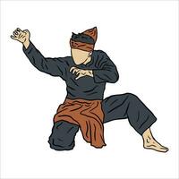 pencak silat vector ilustración acción actitud jurus silat