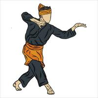 pencak silat vector ilustración acción actitud jurus silat