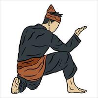 pencak silat vector ilustración acción actitud jurus silat