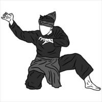 pencak silat vector ilustración acción actitud jurus silat