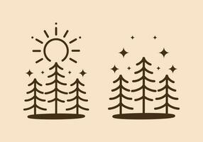 Line art illustration design of pine trees vector