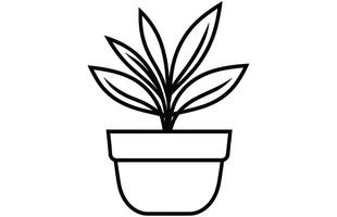 Potted Plant outline icon, Plant in pot simple line vector icon.