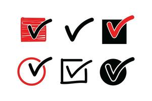 Hand drawn Different types of check marks , icon , symbols vector