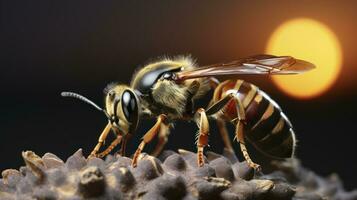 Wasps and Their Nectar Quest. Generative AI photo
