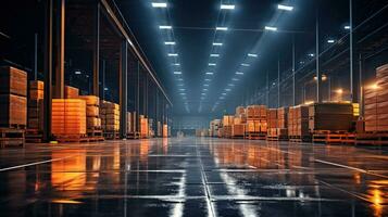 Potential of an Empty Warehouse in the Heart of a Strategic Hub. Generative AI photo