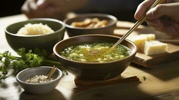 miso magia - el eterno gusto de tradicional sopa. generativo ai foto