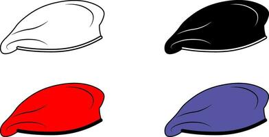 outline silhouette beret icon set vector