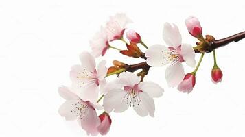 Cherry Blossom Elegance. A White Canvas Painted with Sakura Blooms. Generative AI photo